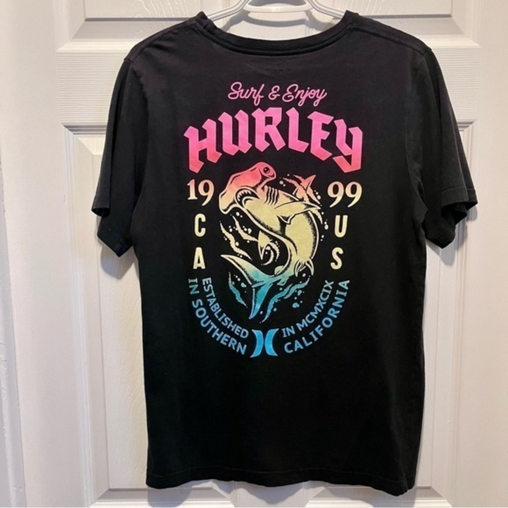 Hurley Shirt Tee Black Large Women Short sleeve hammerhead 1999 Youth XL